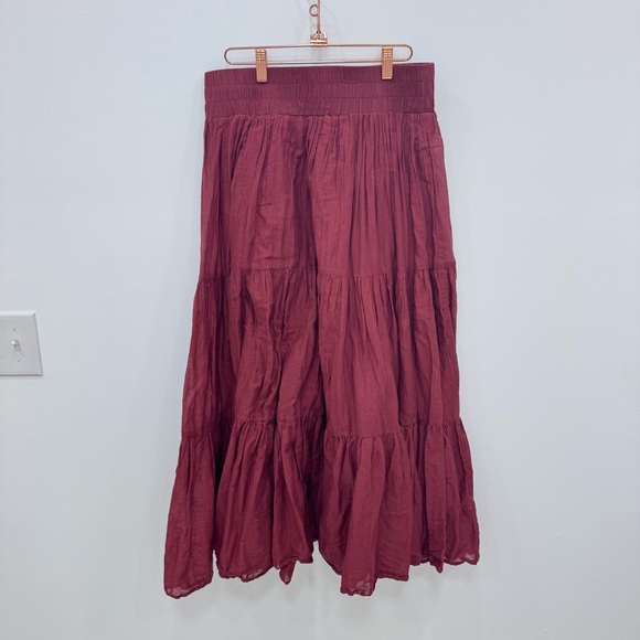 Natural Life Boho burnt orange red Maxi Skirt Size XL Tiered Flowy Beach Sz XL - Picture 2 of 6
